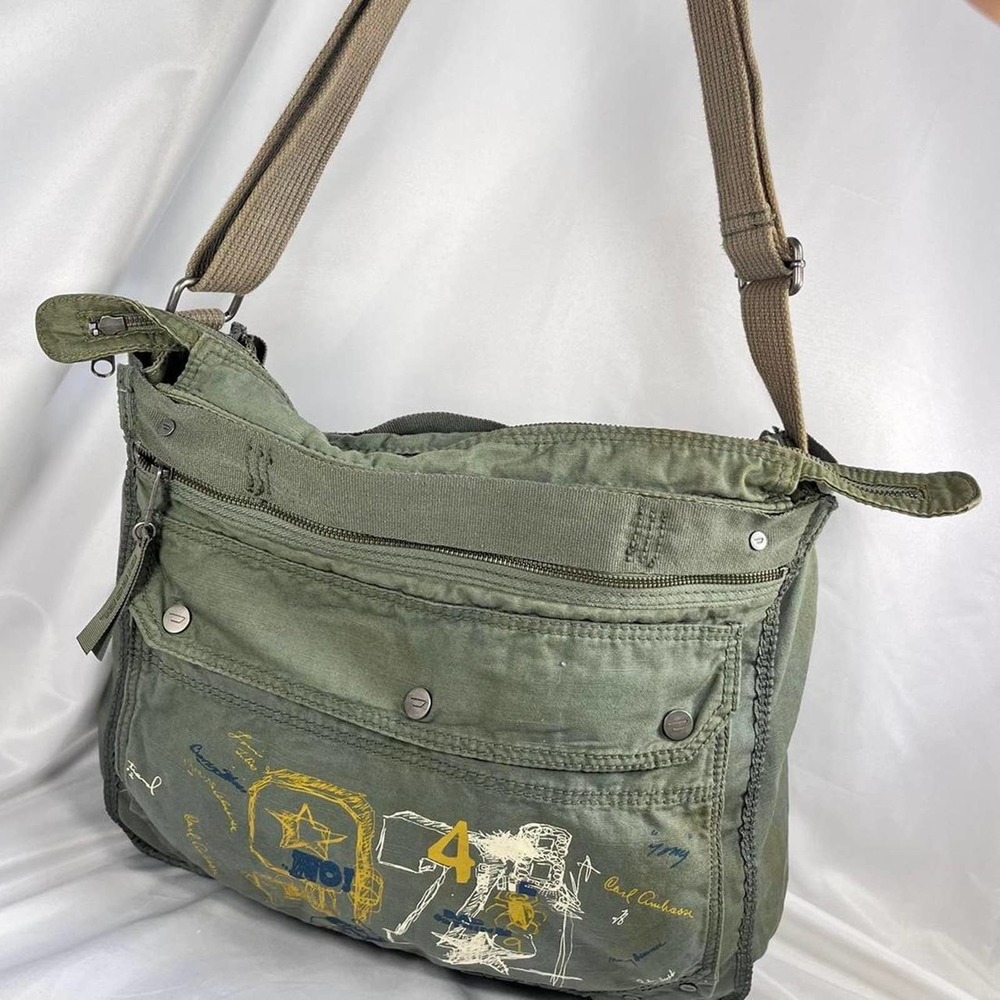 Diesel 1990s Cargo/ Utilitarian Large Military Green Boho Shoulder Bag